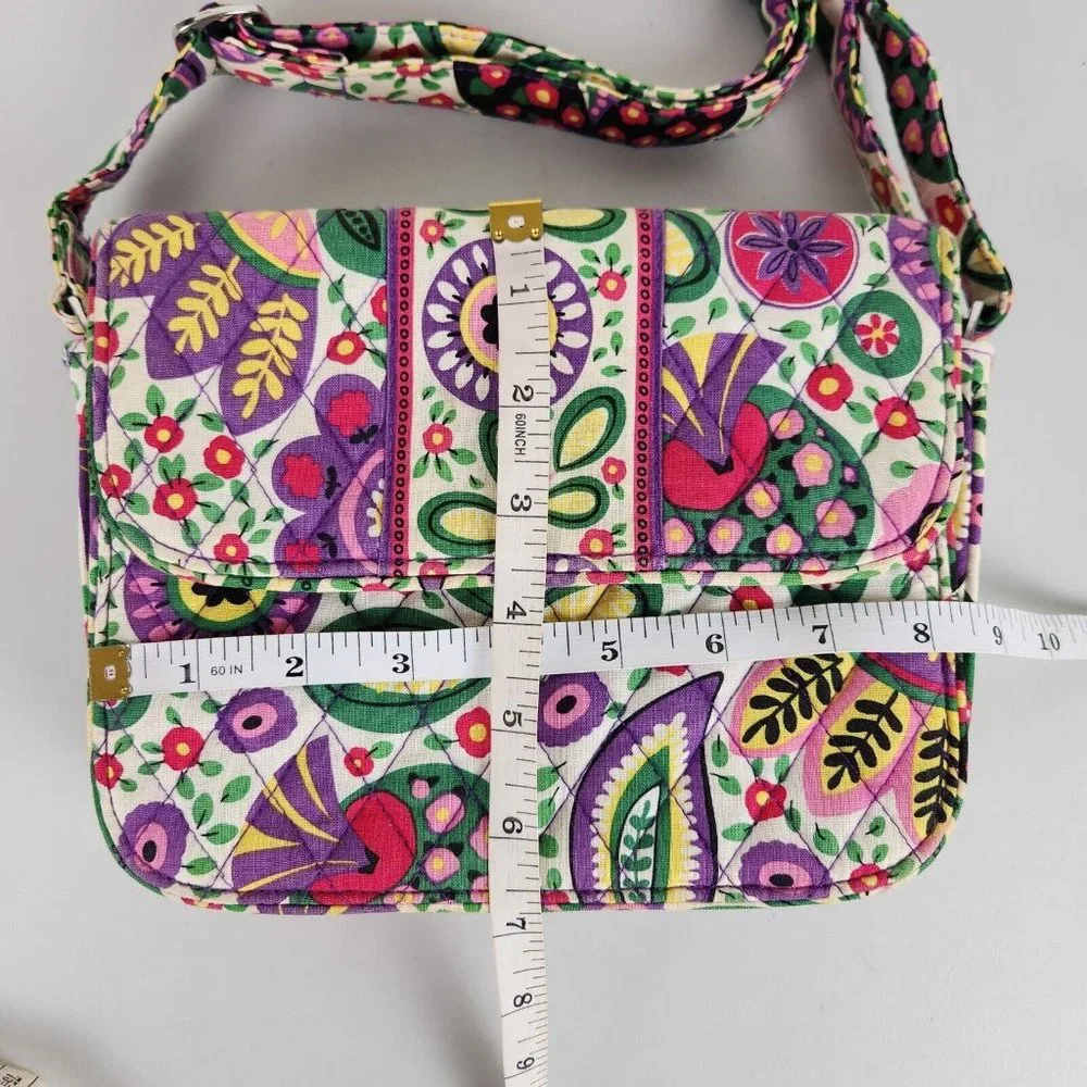 Vera Bradley Crossbody Bag Womens White Purple Viva La Vera Rachel Quilted Purse